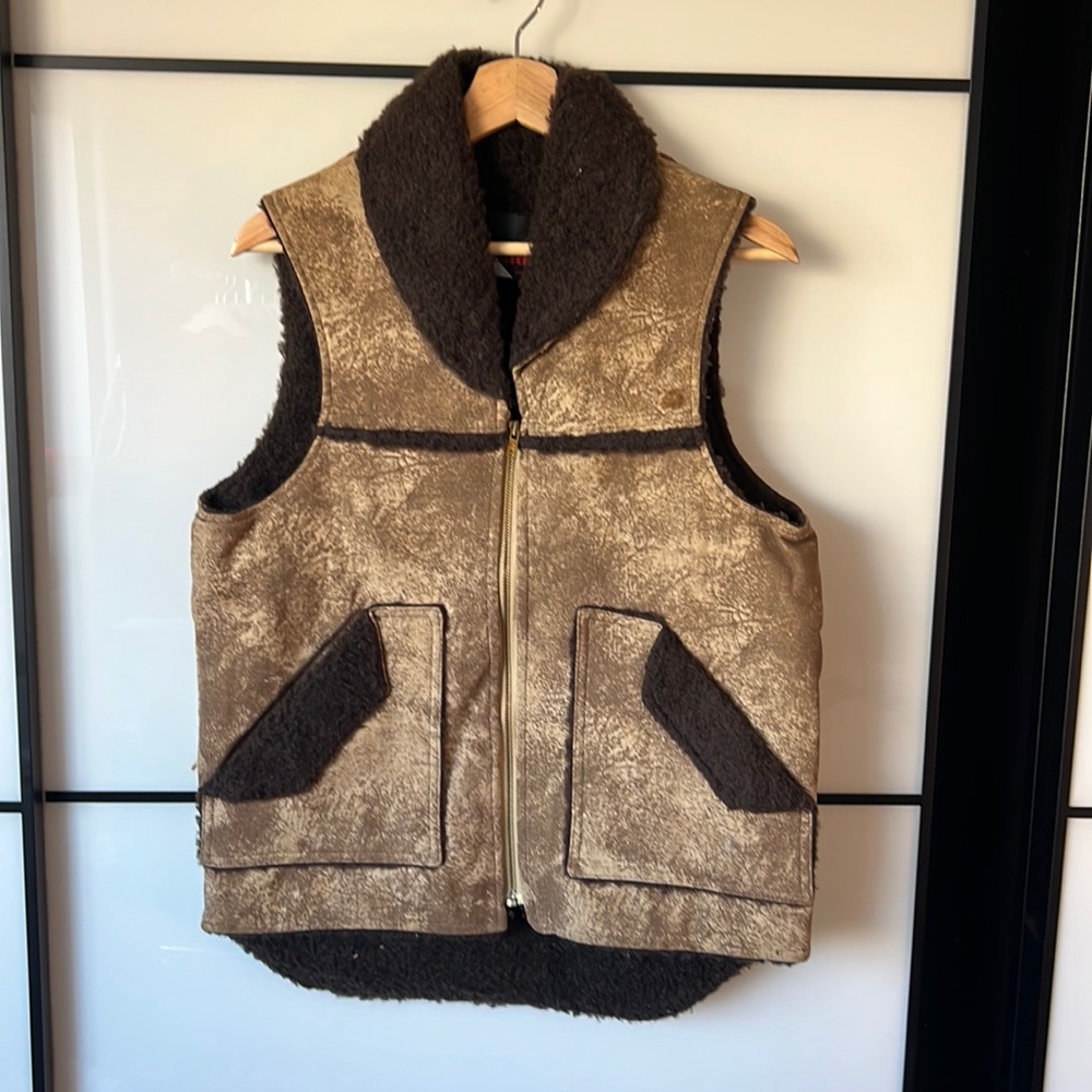 Vintage Men’s Distressed Suede Vest - Size Small/Med